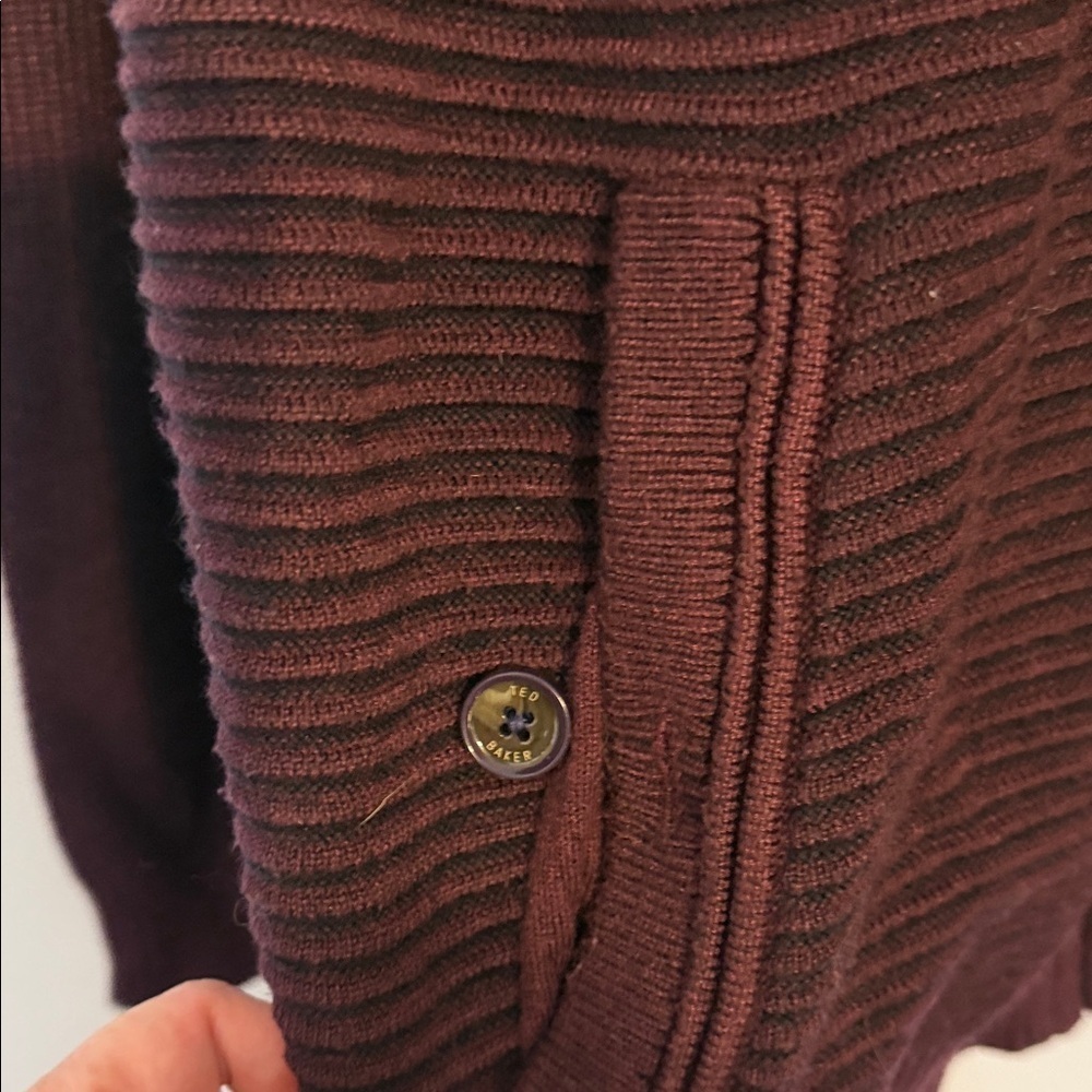 Ted Baker Men's Dark Red Zip-Up Mock Neck Long Sleeve Cardigan XL - Picture 5 of 13